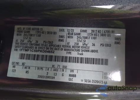 2023 Ford F-150 Xlt z USA, uszkodzony, nr VIN 1FTMF1C50PKD04652